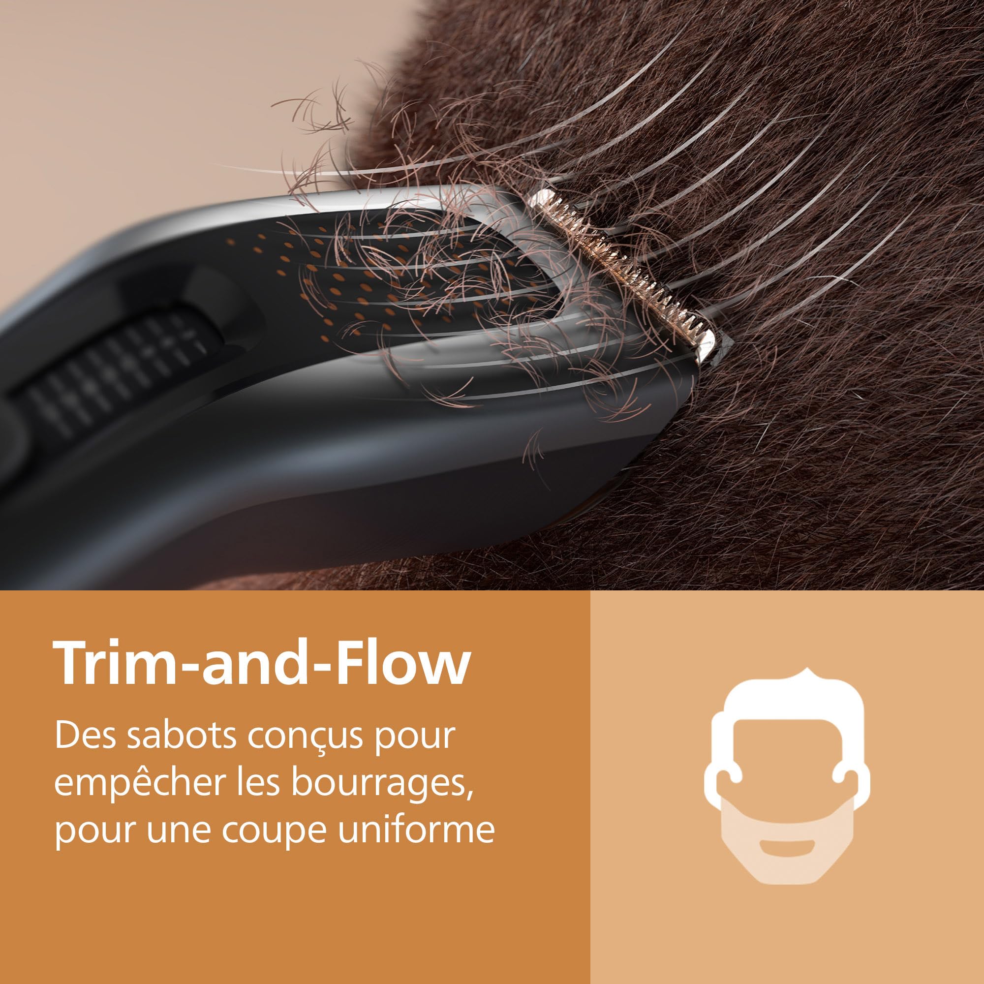Philips série 7000 – tondeuse cheveux pour hommes et femmes, lames auto-affûtées en acier, 28 hauteurs de coupe par paliers de 1 mm, sabot Trim-and-Flow, autonomie jusqu’à 120 min, modèle HC7721/15