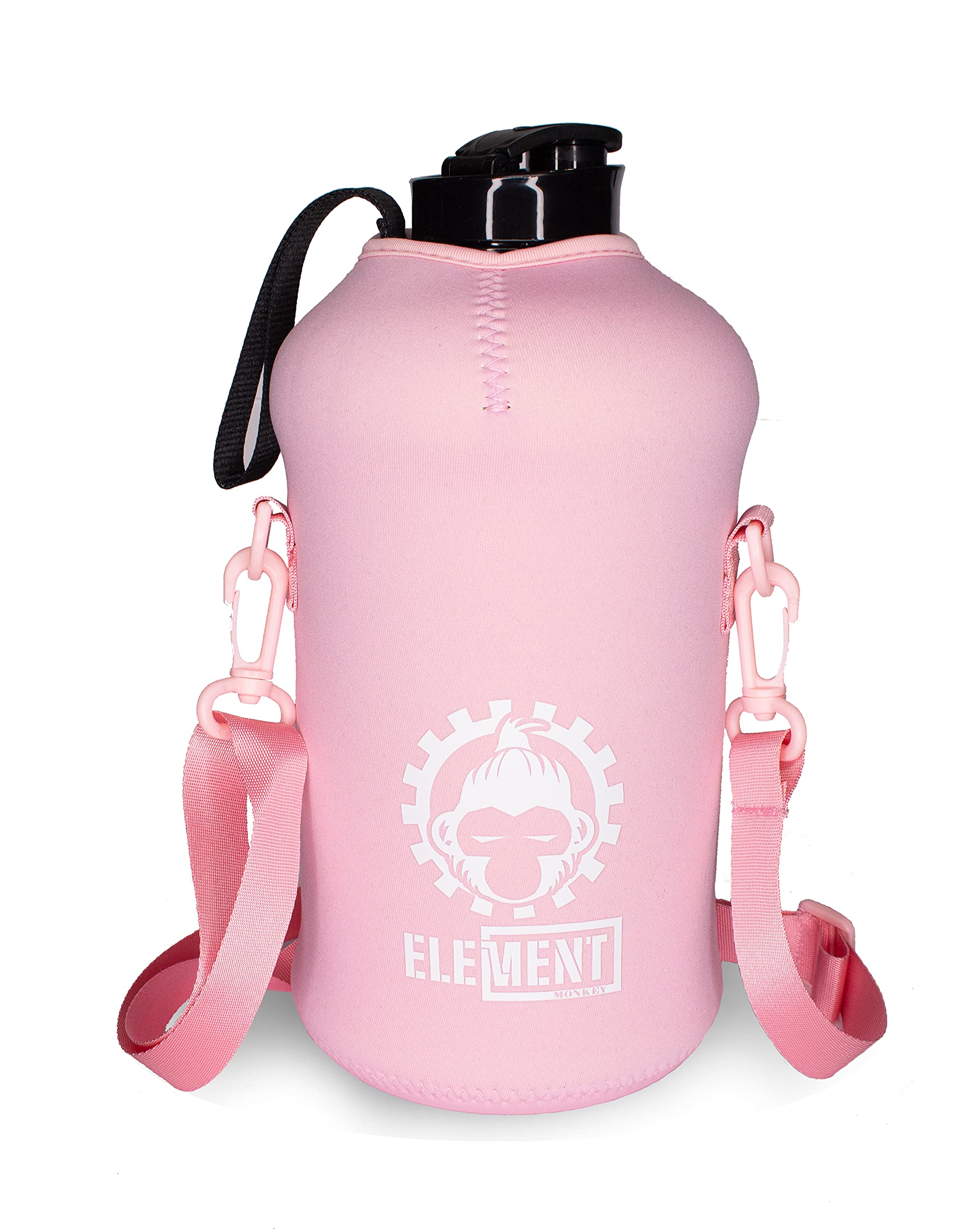 Element Monkey2.2 Liter Pink Water Bottle with Sleeve – BPA Free Large Water Bottle (72 Ounce) Big Sports Bottle Jug with Handle and sleeve