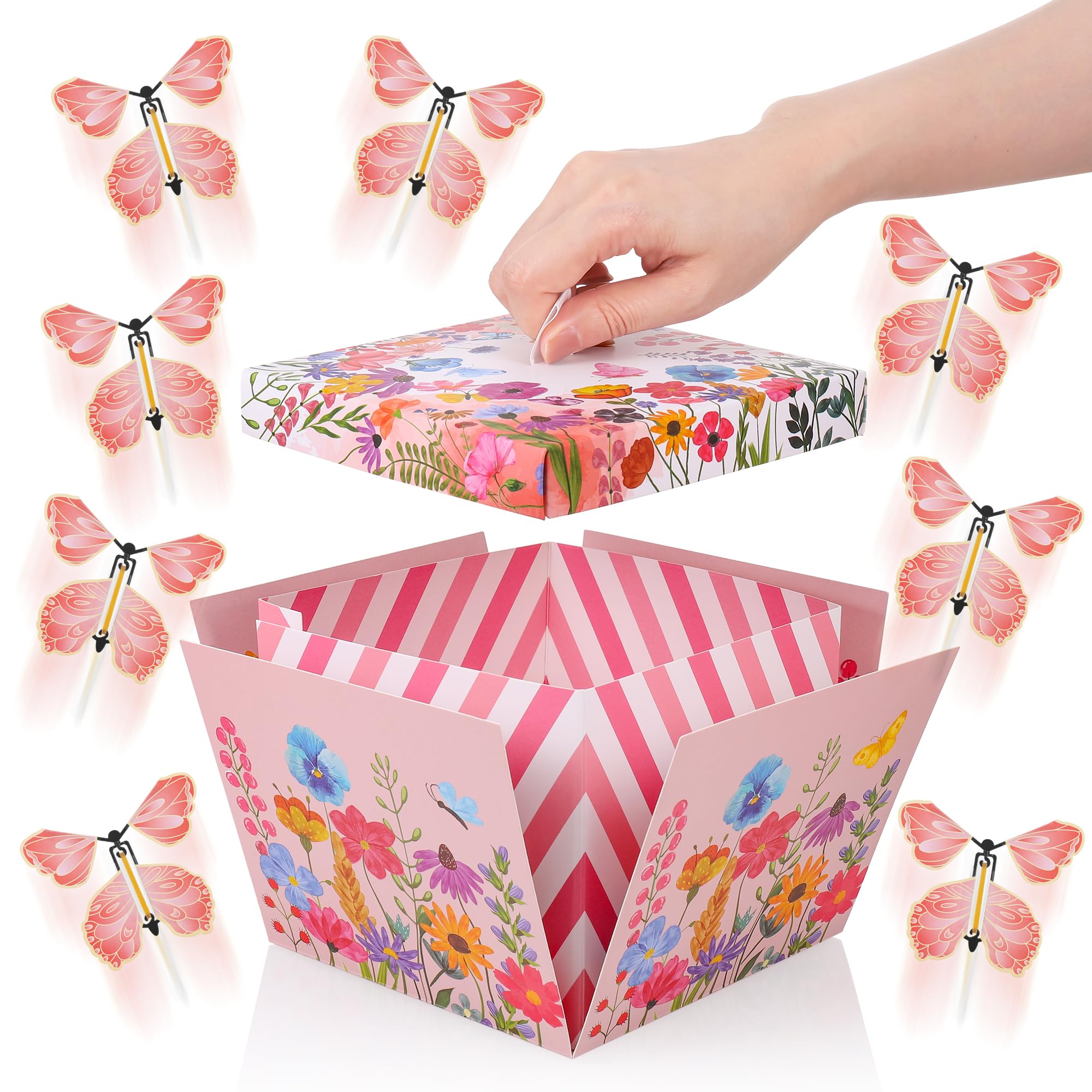 JIANTA Magic Flying Butterfly, Surprise Box with 8 Pcs Butterflies, Explosion Gift Box, Magic Fairy Flying Toy, Creative DIY Exploding Surprise Gift for Christmas Birthday Wedding