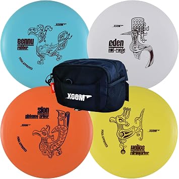 X-Com Disc Golf Beginner Starter Set with 4 Discs and Easy to Carry Bag