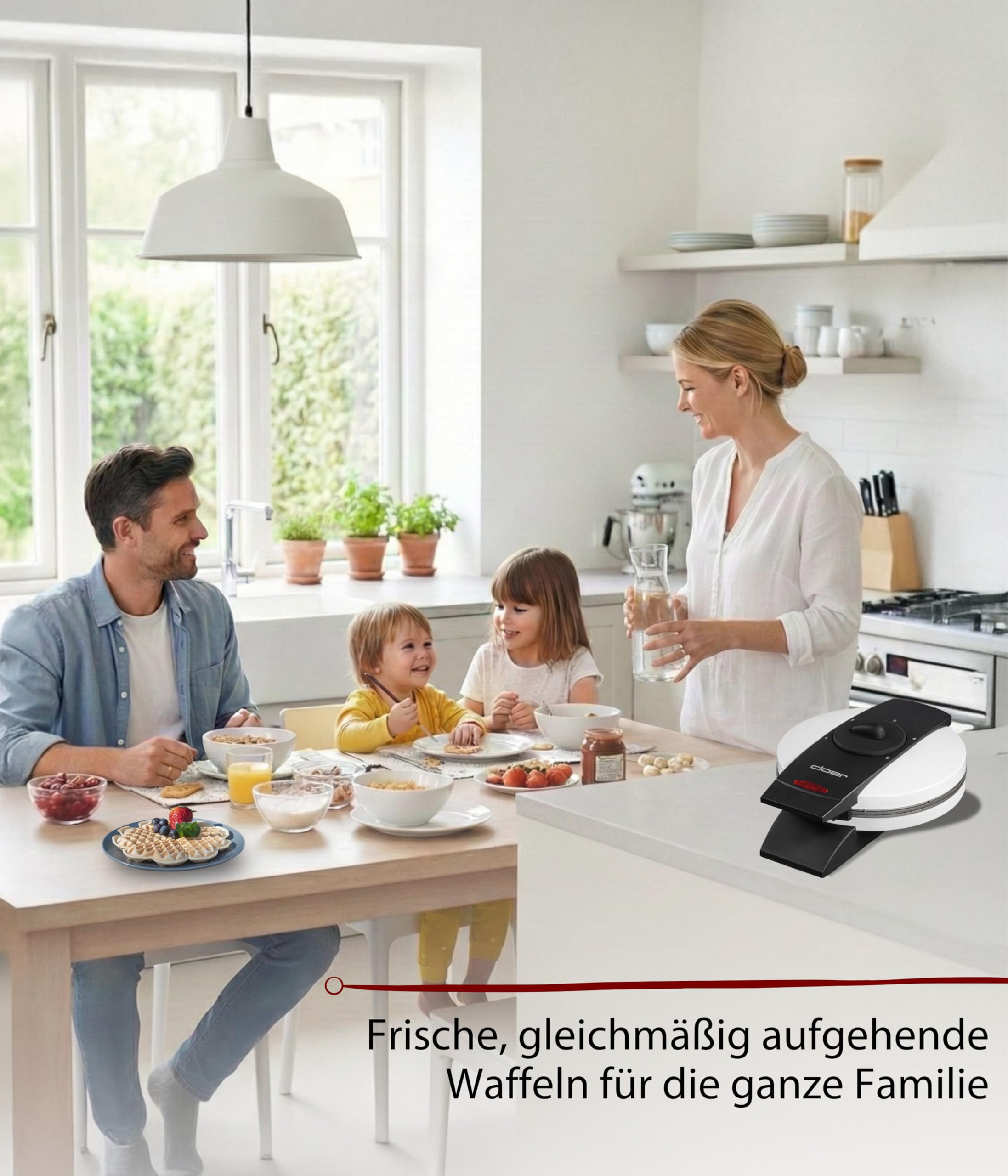 Cloer 1621 Waffeleisen 930 W 15,5 cm Herzwaffeln weiß Metall