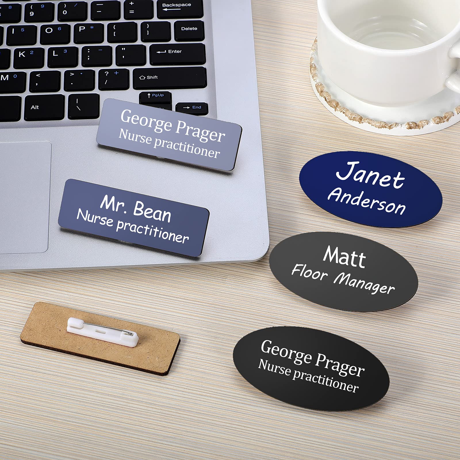 Buy 20 Pieces Sublimation Name Tag with Pin Blank White Badges Pin DIY