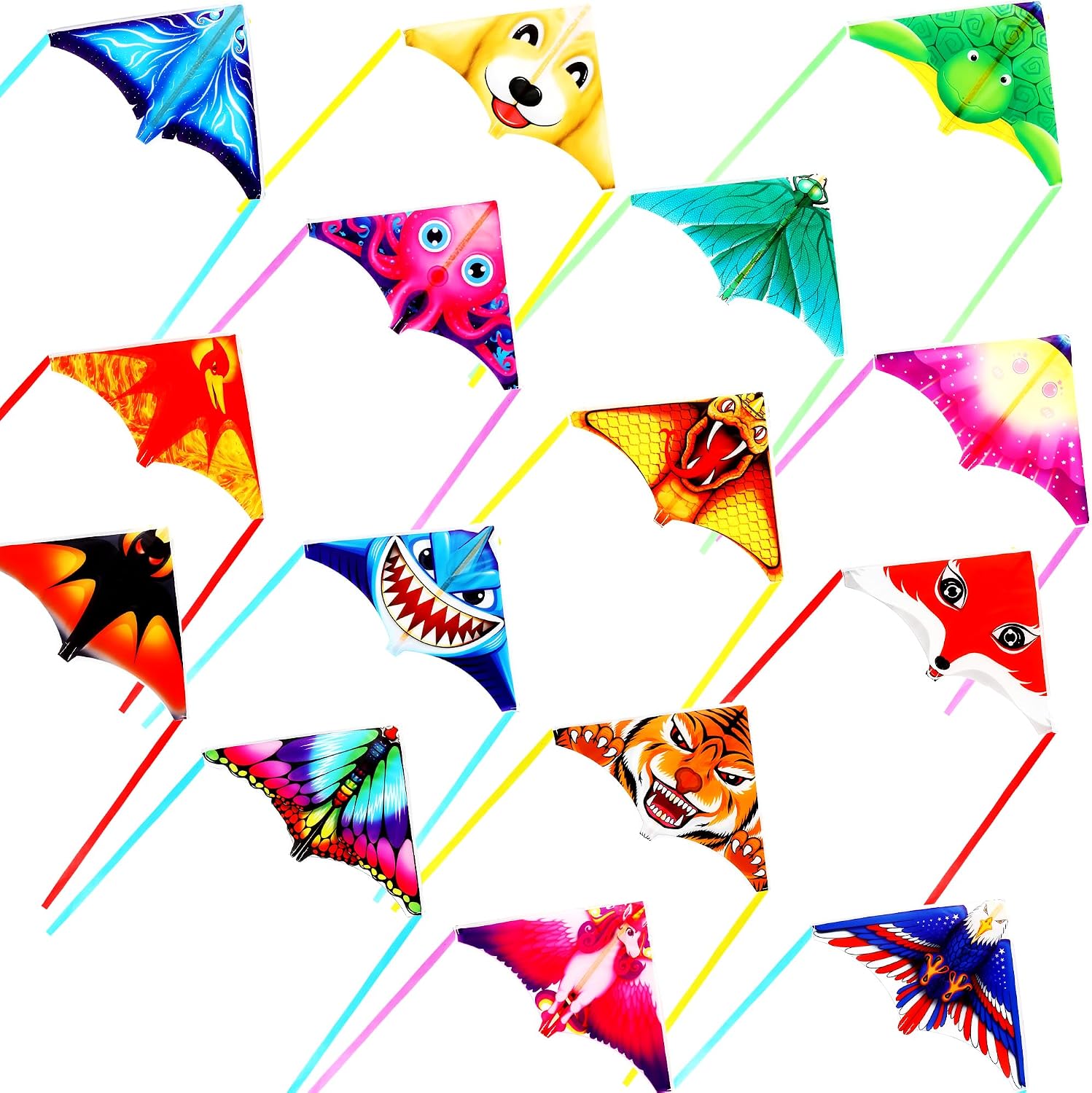 15 Pcs Mini Finger Launcher Kites with Animal Patterns Small Ejection Slingshot Kite Outdoor Flying Toys for Park Backyard Beach Game