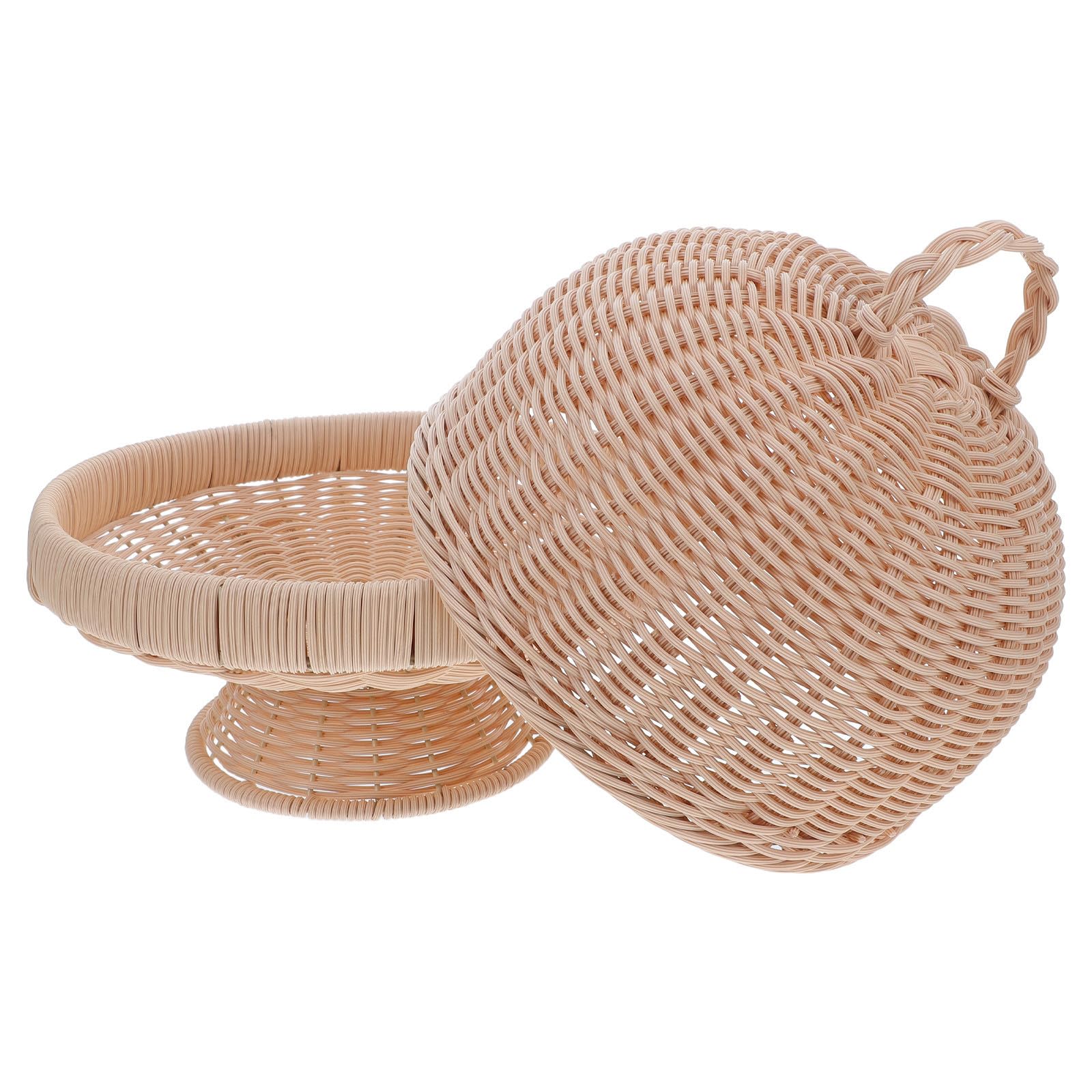 Panier en osier avec couvercle et plateau de rangement polyvalent transportable