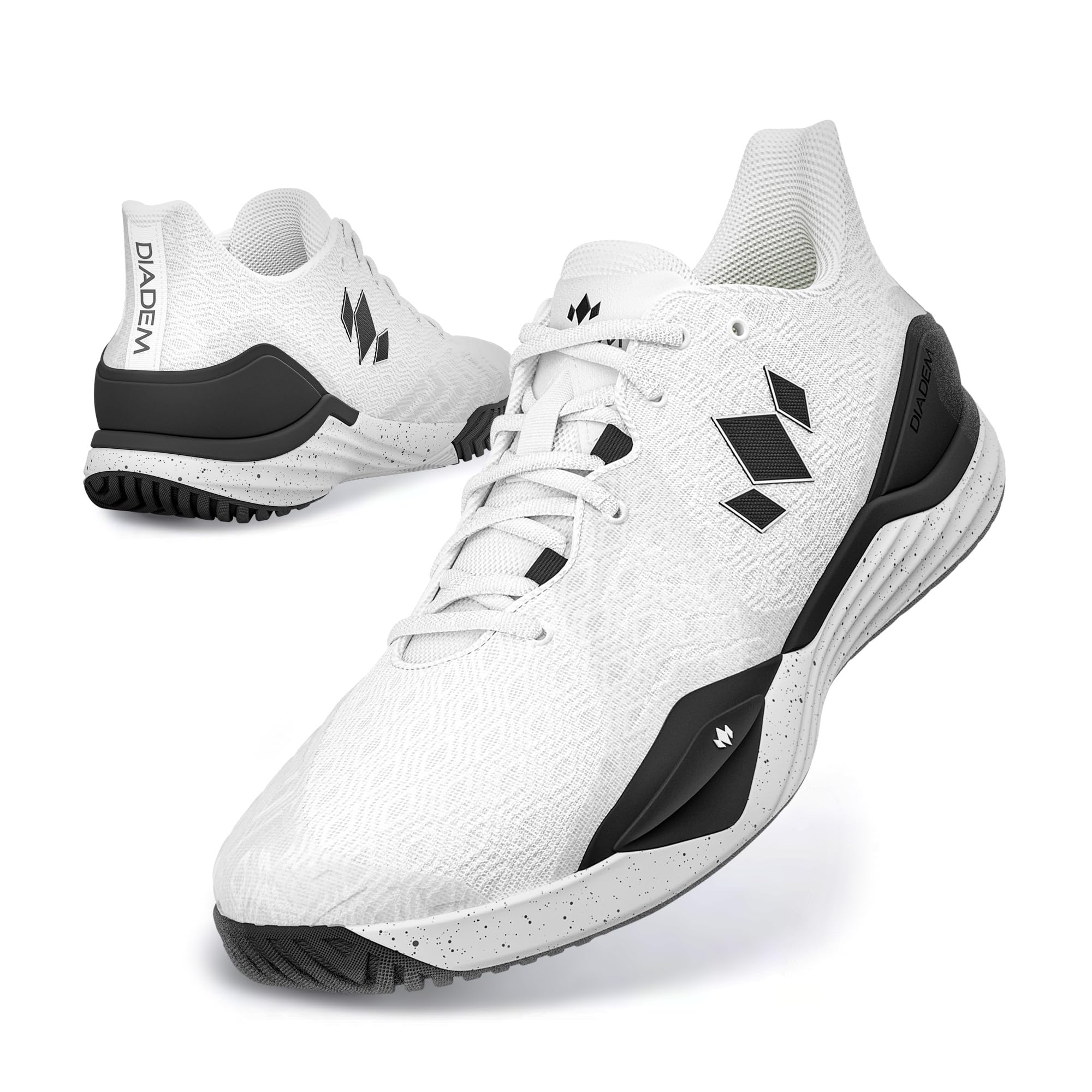 Diadem Court Burst | Men's Pickleball & Tennis Shoes for Stability, Speed, Performance & Comfort, White and Black, US Size M11/W12.5