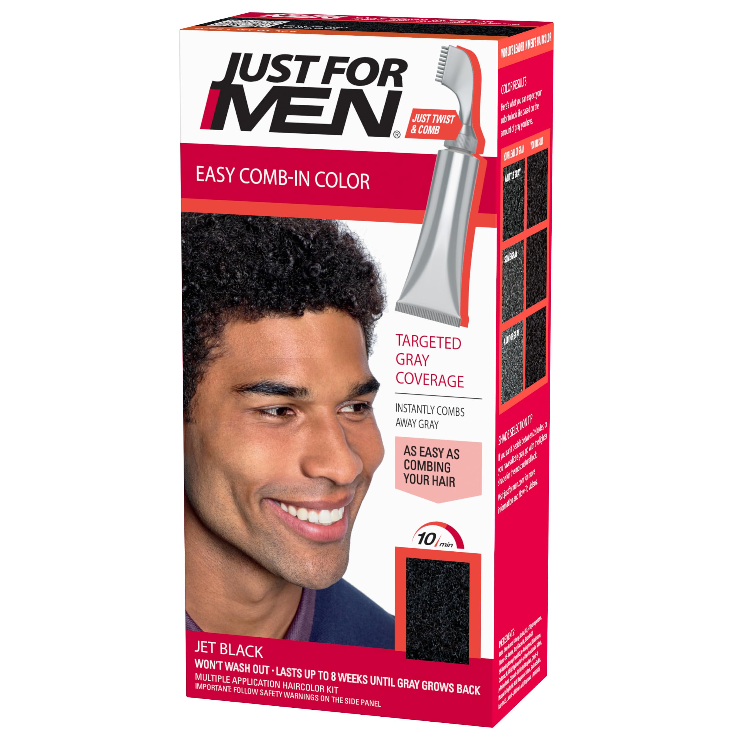 Just for Men Touch of Gray, Mens Hair Color Kit with Comb Applicator for Easy Application