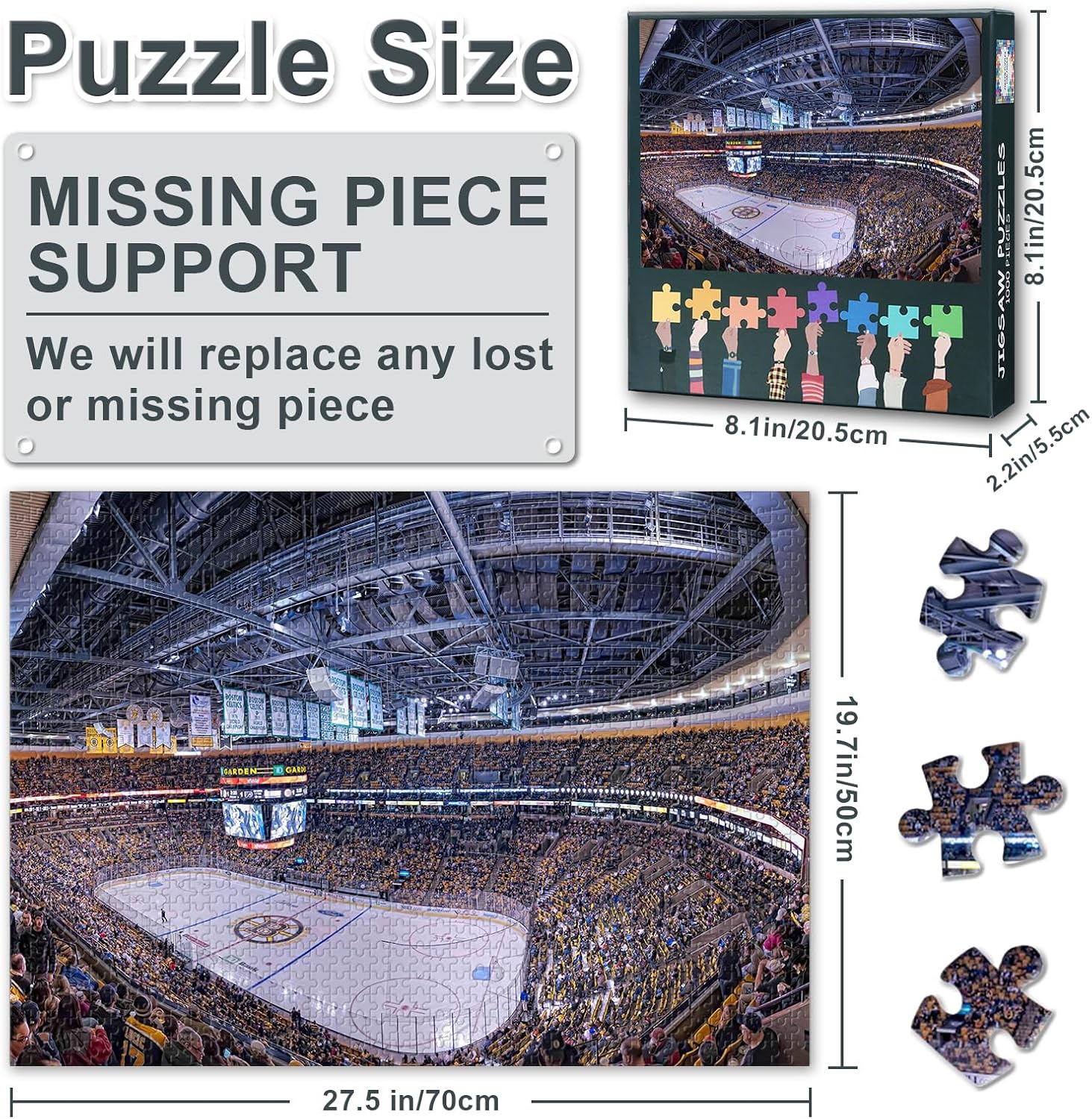 Puzzles for Adults 1000 Pieces Boston TD Garden Stadium Challenging Jigsaw Puzzles for Adults, 27.5x19.7 Inch Ice Hockey Arena Puzzle Game for Men Women Home Decoration Birthday Gift