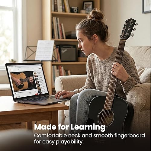 Miniatura 6 de Fender Dreadnought - Guitarra acústica - Paquete negro con estuche, afinador, correa, cuerdas, devanador de cuerdas, púas y DVD instructivo