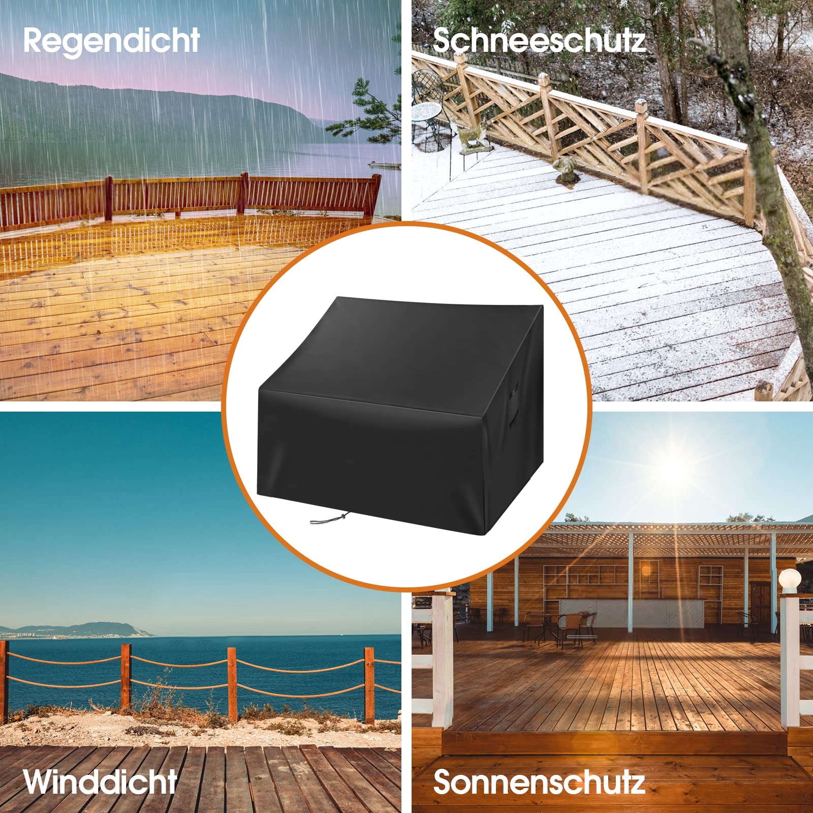 Palettenbank Abdeckung Wasserdicht, 420D Paletten-Sofabezug für Tiefe 2-Sitzer Palettenbank, Garten, Terrasse, Balkon (128x85x80cm), Schwarz