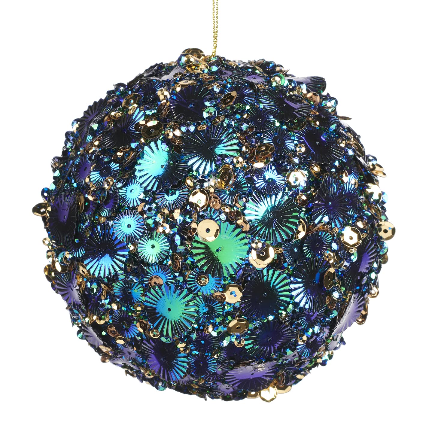 Goodwill Art Deco - Bolas de lentejuelas (10 cm), color dorado y azul