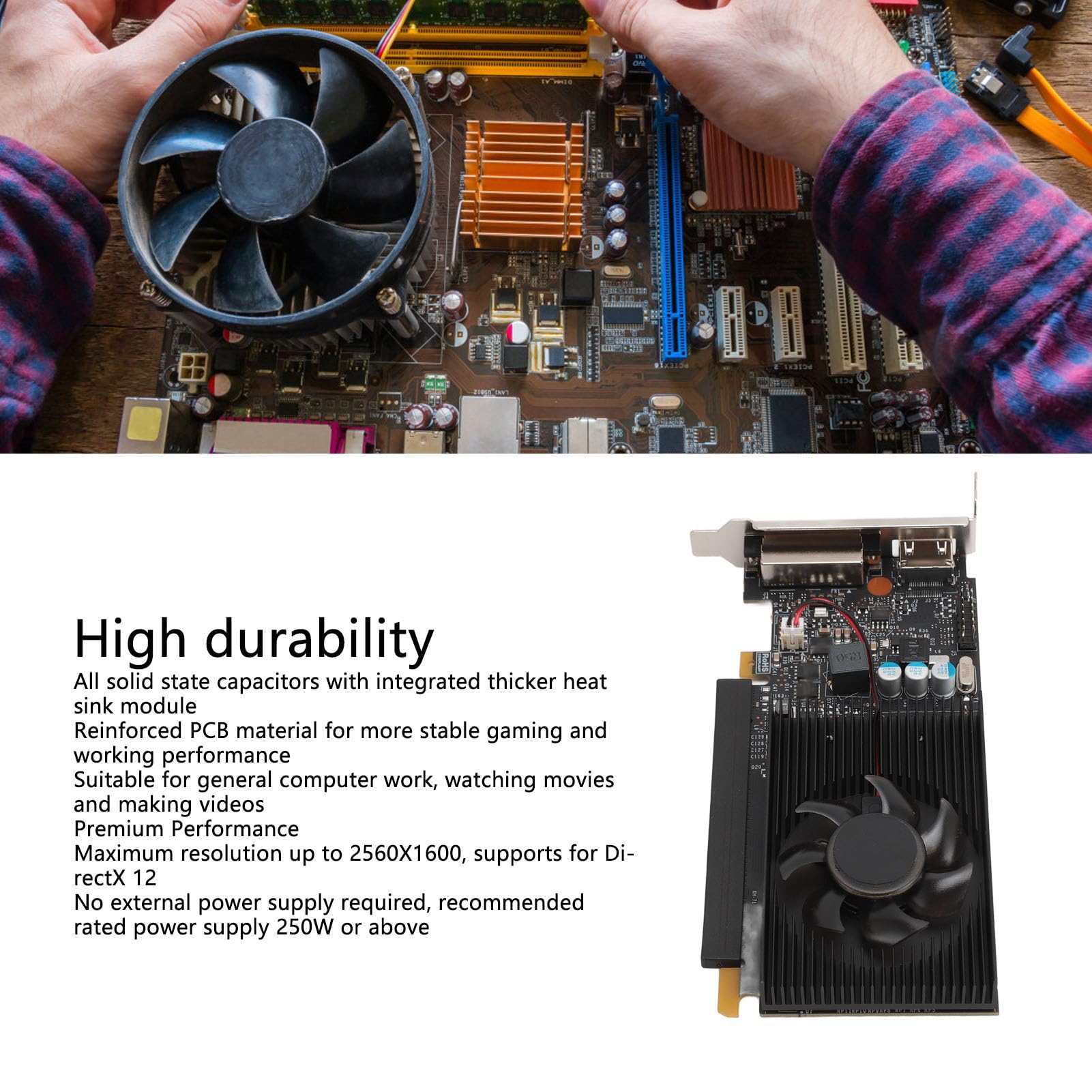 VBESTLIFE Karta Graficzna GT730 4 GB, 64-bitowy Procesor Graficzny DDR3, Karta Graficzna do Gier PCIE 2.0 16X, do Komputera Stacjonarnego