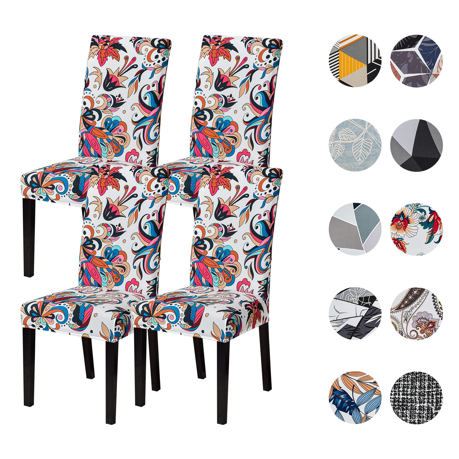 JOYDREAM Set of 4 Dining Chair Covers Stretch Chair Seat Cover Printed Chair Slipcovers for Dining Room Washable Spandex Chair Protector for Kitchen/Hotel/Banquet (4 Pack, Butterfly)