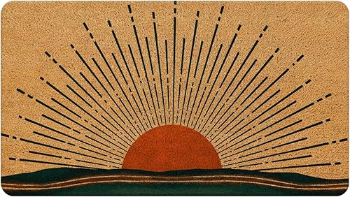 Miniatura 12 de Nogrit Alfombra Retro Boho Neutral Sol Amanecer Atardecer Moderno de Mediados de Siglo Alfombras Suaves Antideslizante Tapete de Puerta 17x30