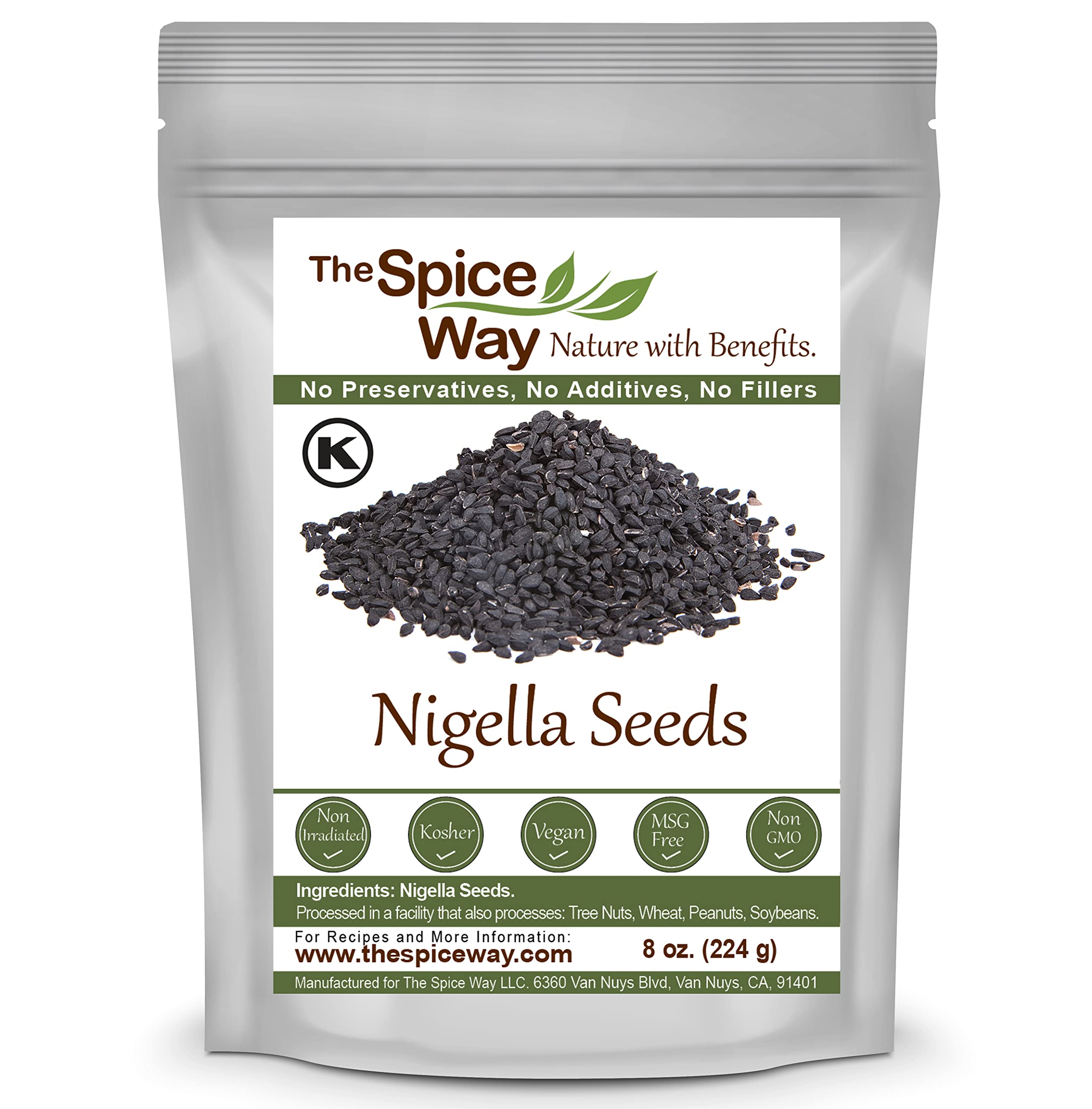 The Spice Way - Pure Nigella Seeds no preservatives, non GMO, no salt, just the black seed of the nigella (nigala) 8 oz