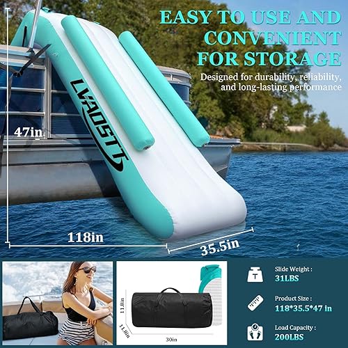 Miniatura 4 de Tobogán de cascada de pontón, botes acuáticos inflables para adultos, niños, fiesta de verano en el lago