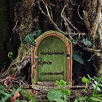 Vista 4 de Puertas de hadas de 3.93 pulgadas para árboles al aire libre, decoración de escultura artística de patio, mini puerta de hadas, pared y árboles al