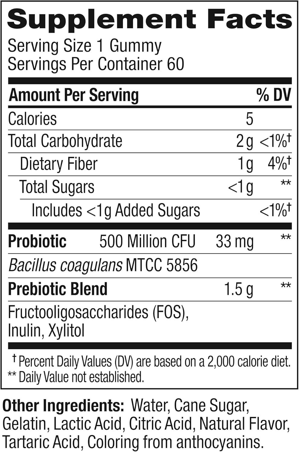OLLY Probiotic + Prebiotic Gummy, Digestive Support and Gut Health, 500 Million CFUs, Fiber, Adult Chewable Supplement, Peach, Case Pack