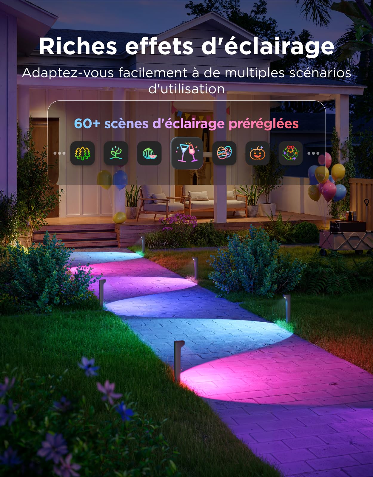 Govee Luminaires d'Allée Extérieurs 2 Lite RGBWIC, Éclairage de Jardin Intelligent avec Indice d'Étanchéité IP67, Compatible avec Matter, Alexa et Google Assistant, Éclairage pour chemins pour Allée