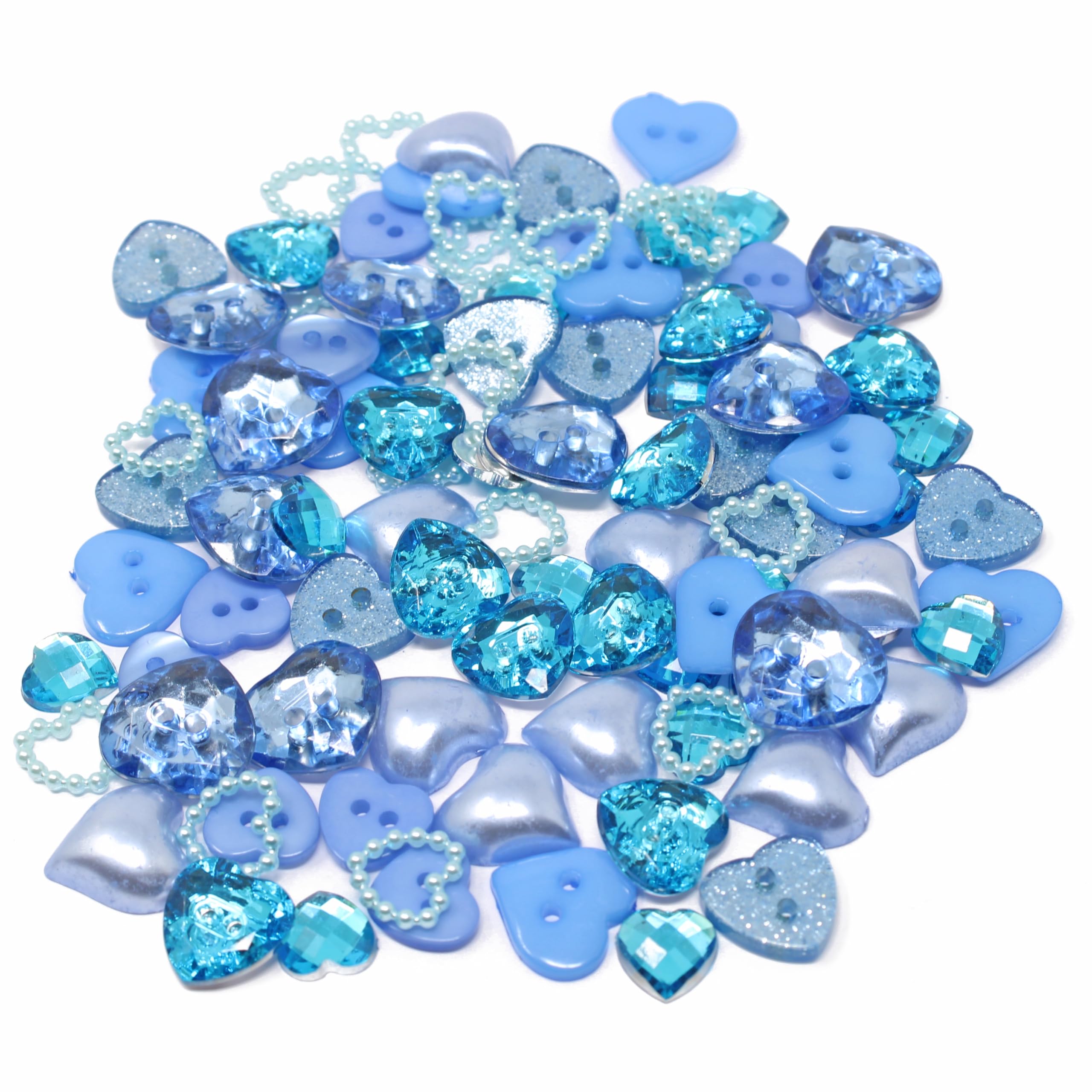 Wedding Touches Blue 100 Mix Resin Heart Flatbacks Craft Cardmaking Embellishments