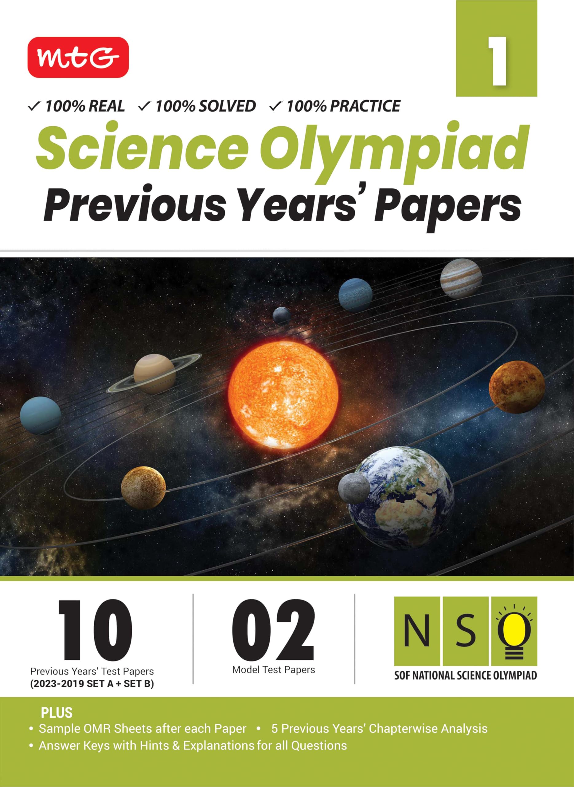 MTG NSO Class-1 Olympiad 10 Previous Years Papers (2023-2019 Set A & B) Science with Mock Test Papers - Sample OMR Sheet with Chapterwise Analysis | SOF Olympiad Books For 2024-25 Exam Paperback – 28 March 2024