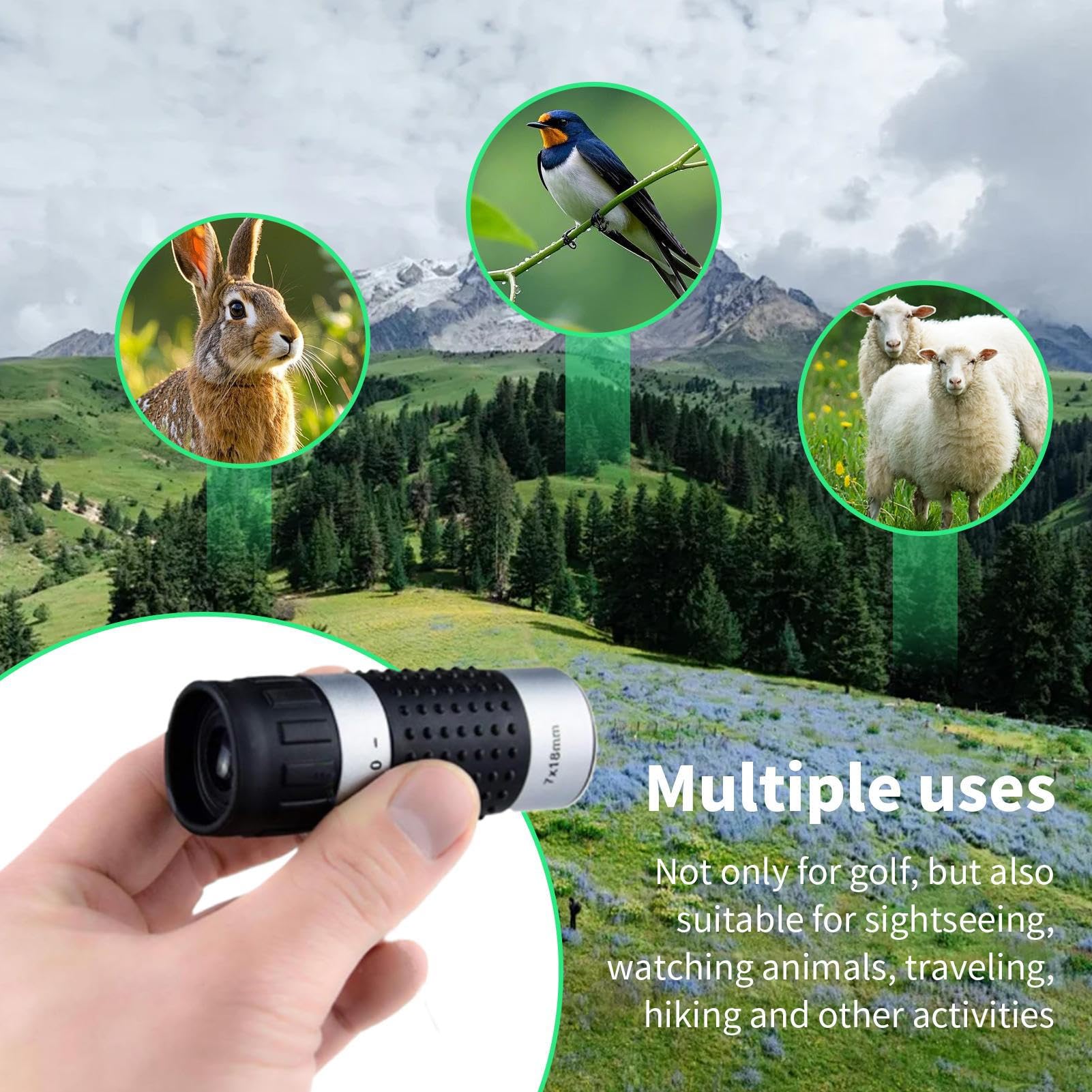 Distanziometro, Telemetro per Caccia con Elevato Ingrandimento, Monocolo Compatto Multiuso per Caccia Escursionismo Birdwatching Concerti All'Aperto