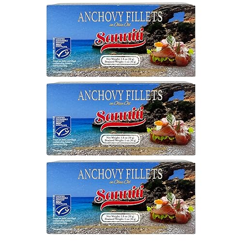 Sanniti Filetes de anchoa del Cantábrico, 1.8 oz – capturados en el mar Cantábrico | Sin conservantes ni sabores añadidos