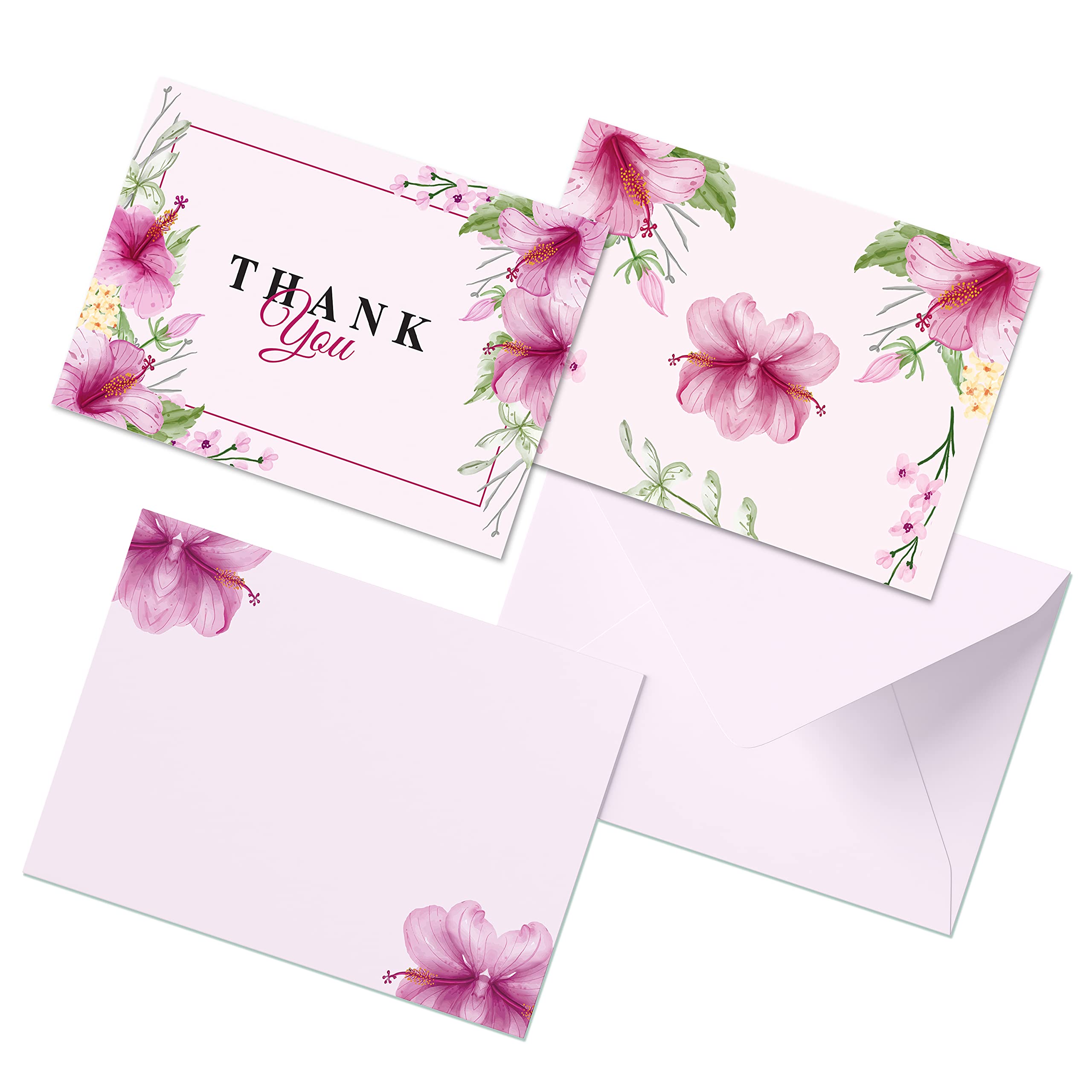 Clickedin Thank You Card, Stylish Floral Printed, 48 Cards and Envelopes