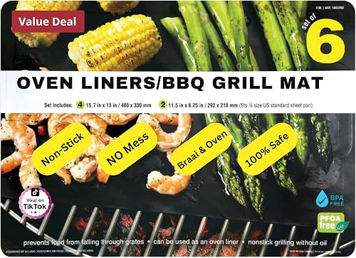 Oven Liner and Grill Mat Set of 6