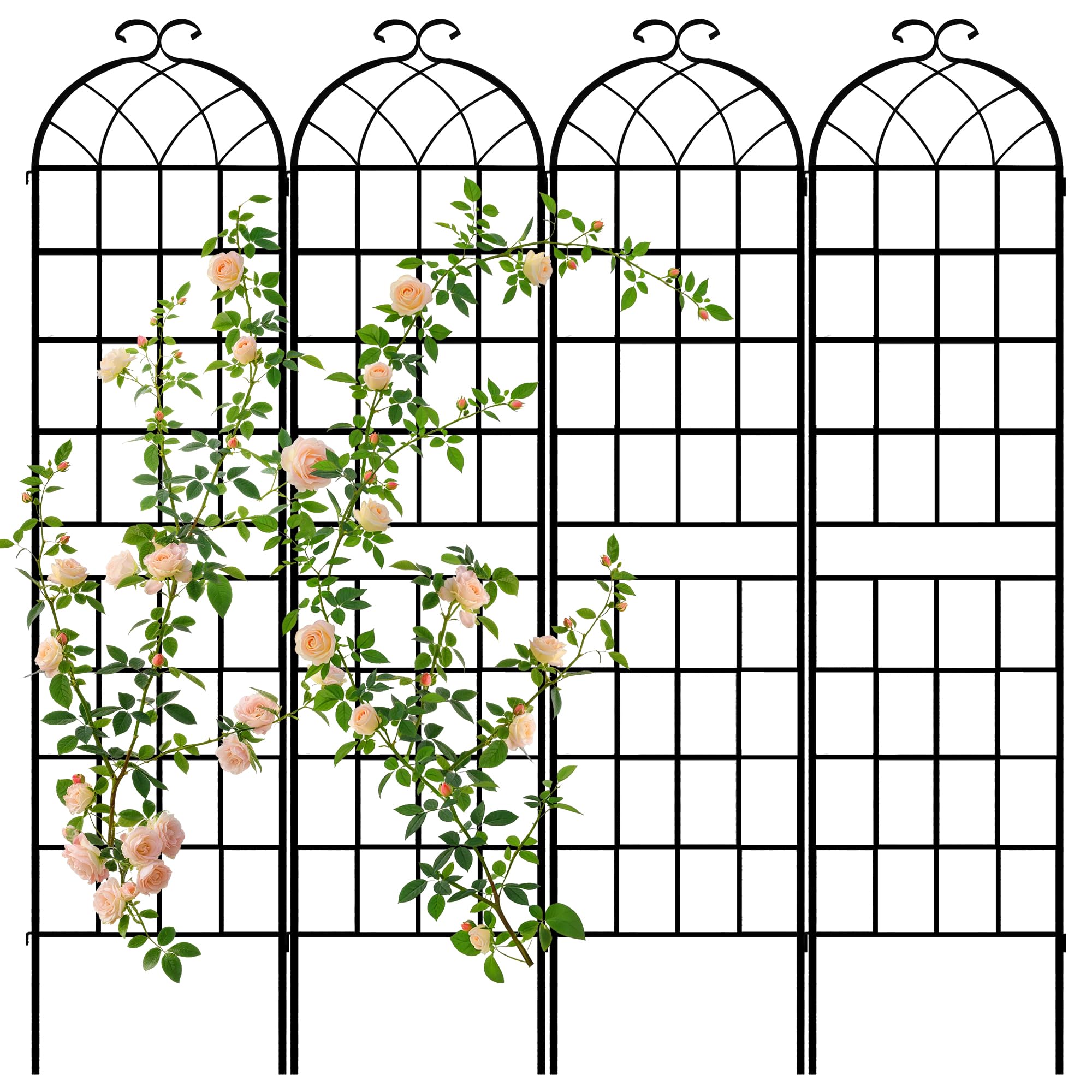 LZRS 4 Pack Rustic Iron Arch Garden Trellis