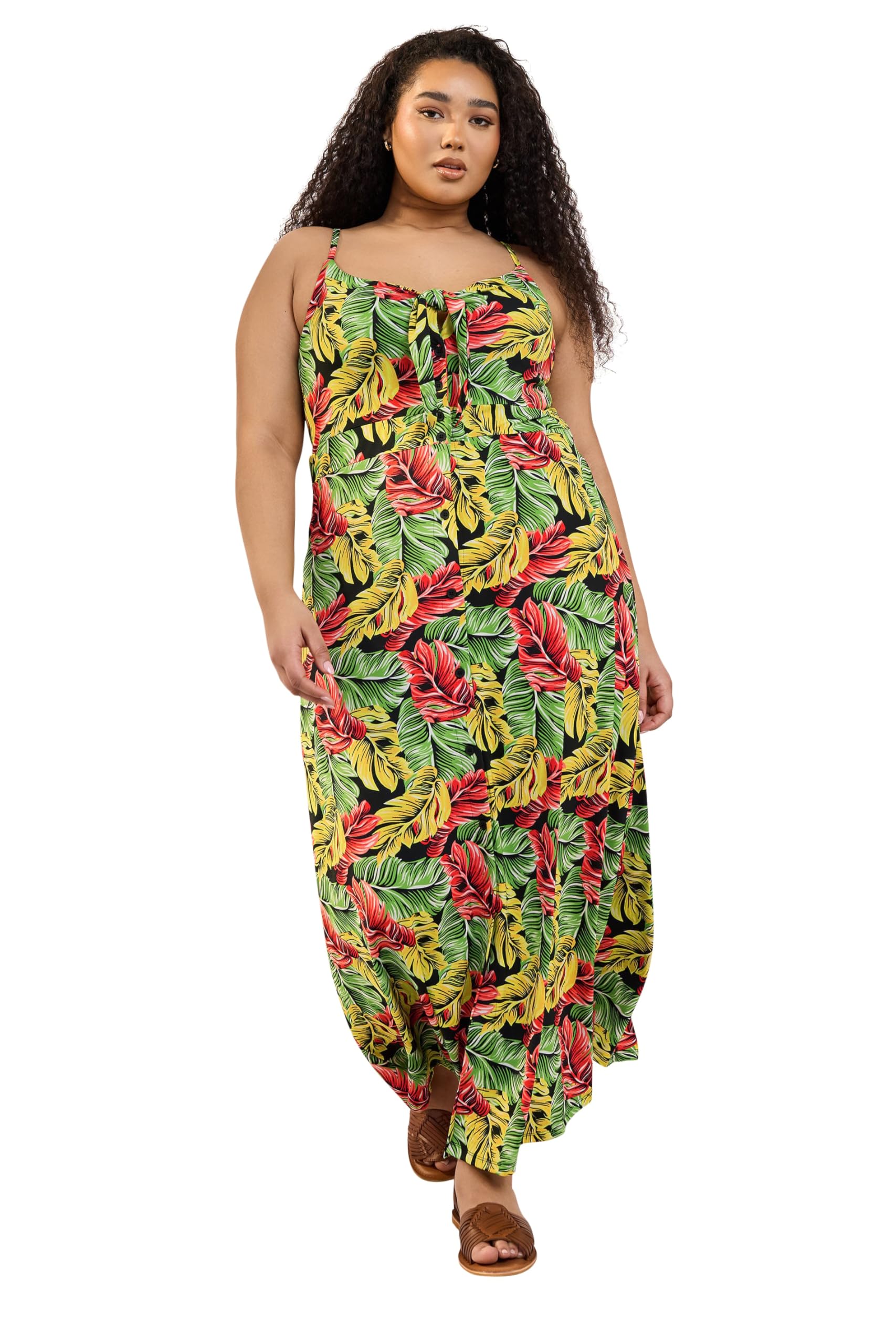 Yours Women's Multicolor Tropical Leaf Print Maxi Dress | : Size 20