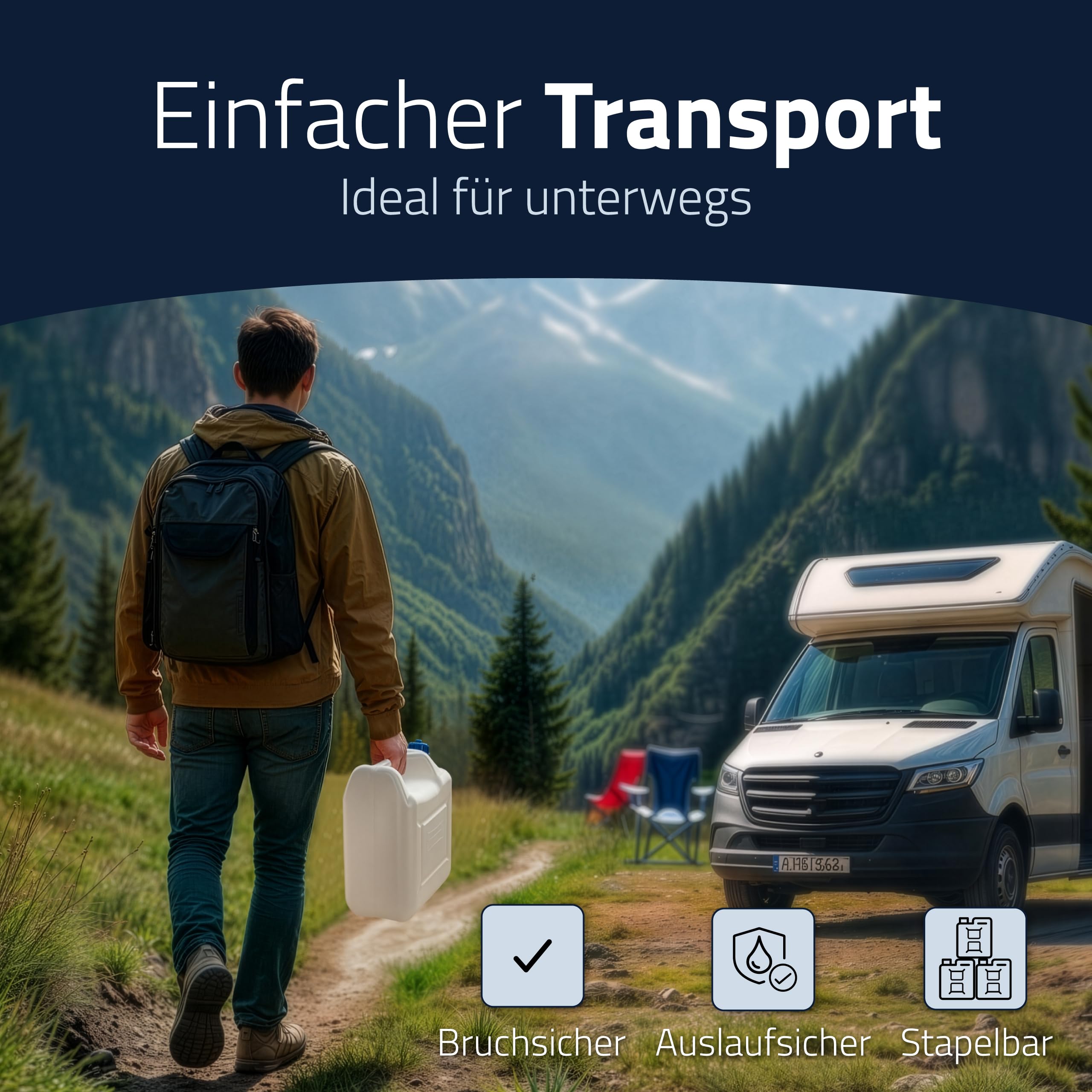 hünersdorff 817500 Wasserkanister ECO mit festmontiertem Ablasshahn / Wasserauslauf, 12 L (mit Hahn), Weiß
