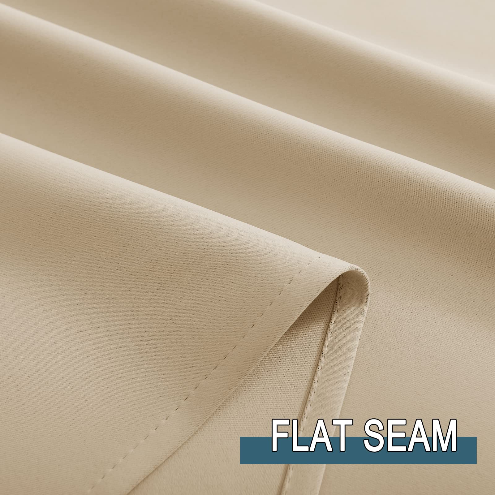 PONY DANCE Rideaux d'Extérieur Isolant Thermique à Double Oeillets Anti Froid Anti Chaleur Toile Imperméable pour Extérieur/Intérieur, Jaune Beige, 132 x 213 cm, Lot de 2