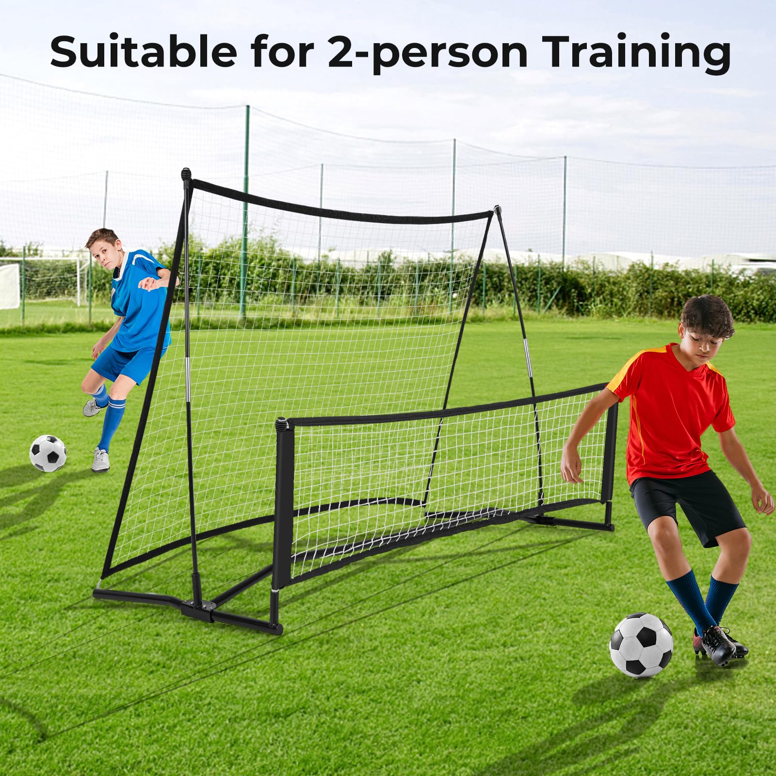 Soccer Trainer 80"x40", rete rimbalzante da calcio 2 in 1 con borsa per il trasporto, rete portatile per allenamento di calcio a due lati per abilità di passaggio di calcio, allenamento di squadra