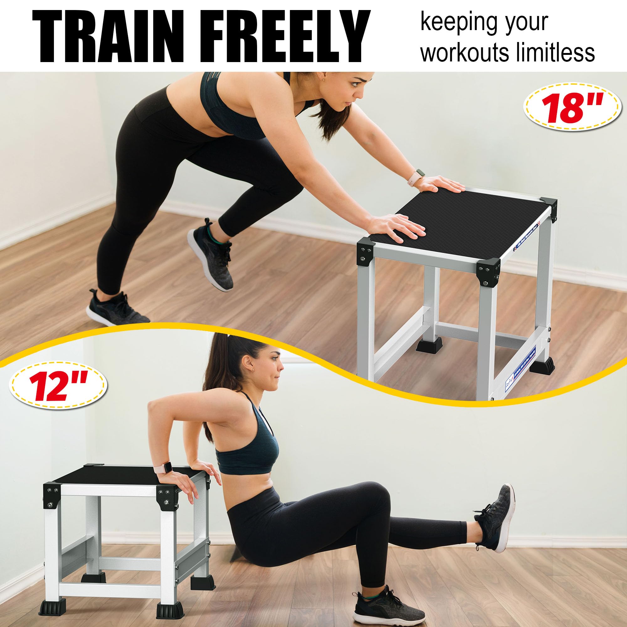 GanFindX - Caja pliométrica de Acero, Superficie de 30/45 cm, para Saltos pliométricos, Entrenamiento en casa, Ejercicios de Agilidad, Resistencia y Fuerza, con Soporte para Mancuernas
