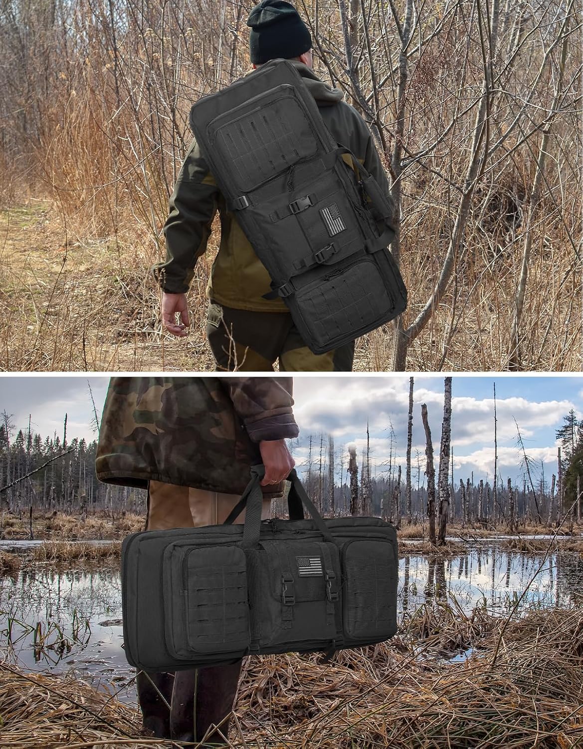 32 inch Soft Rifle Case Rifle Bag, Double Gun Case for Hunting Shooting, Long Gun Carry Bag with Lockable Zipper Laser-Cut Design