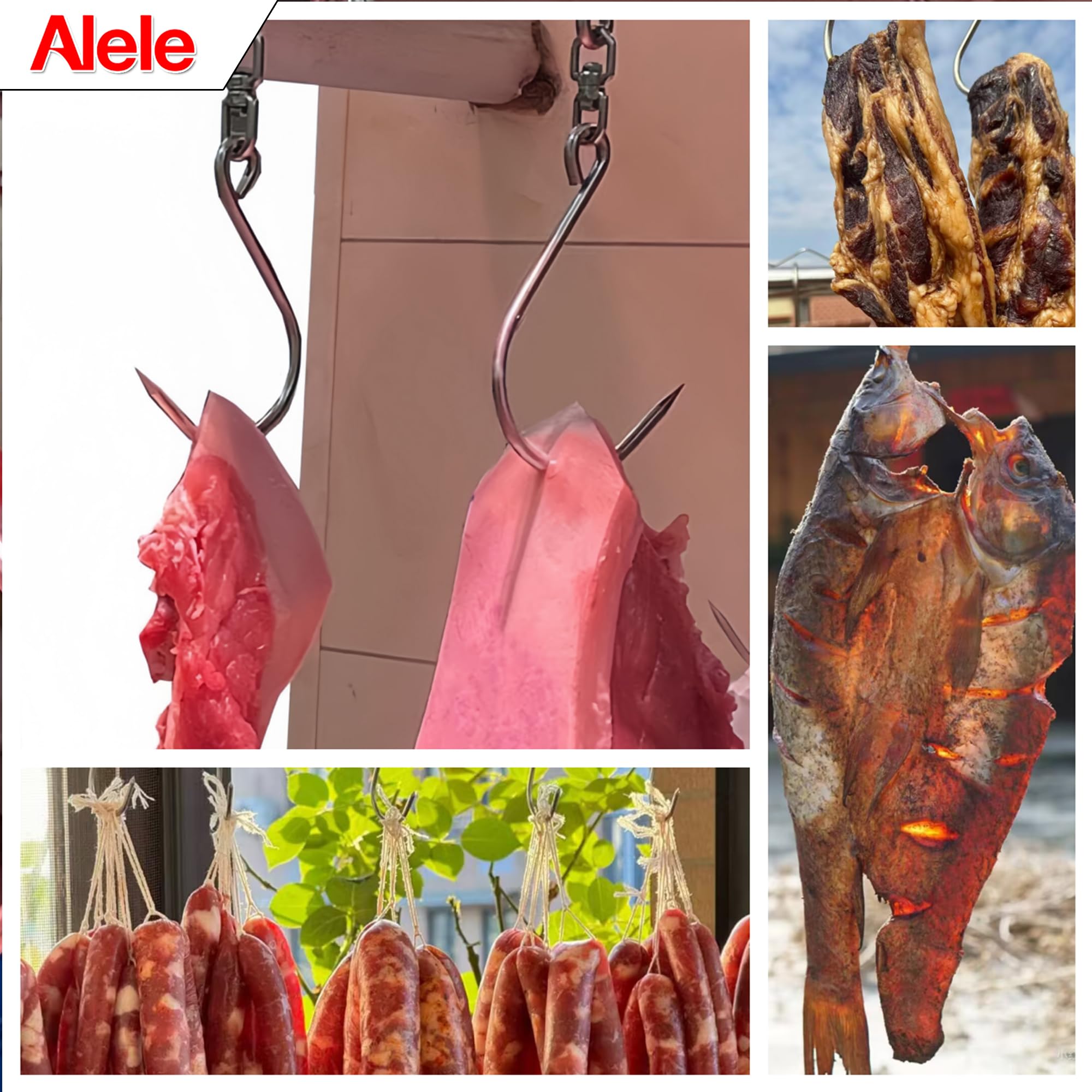 Alele 4 Packs Swiveling Meat Hook, Heavy Duty