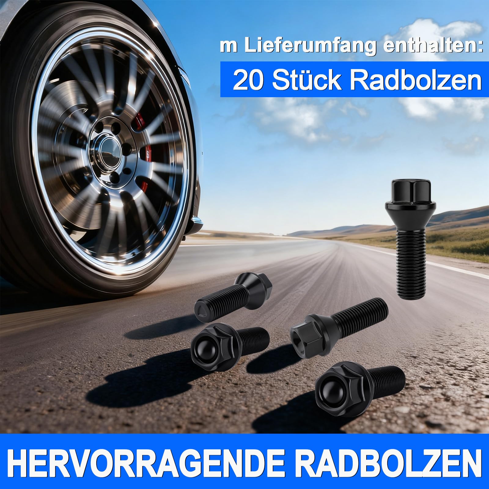 20x Radschrauben und Muttern kompatibel mit M12x1,5:1er E81 E87 3er E21 E30 E36 E46 E90 5er E12 E28 E34 E60 E61 6er E24 E64 1975-2017 610-574 36136781150