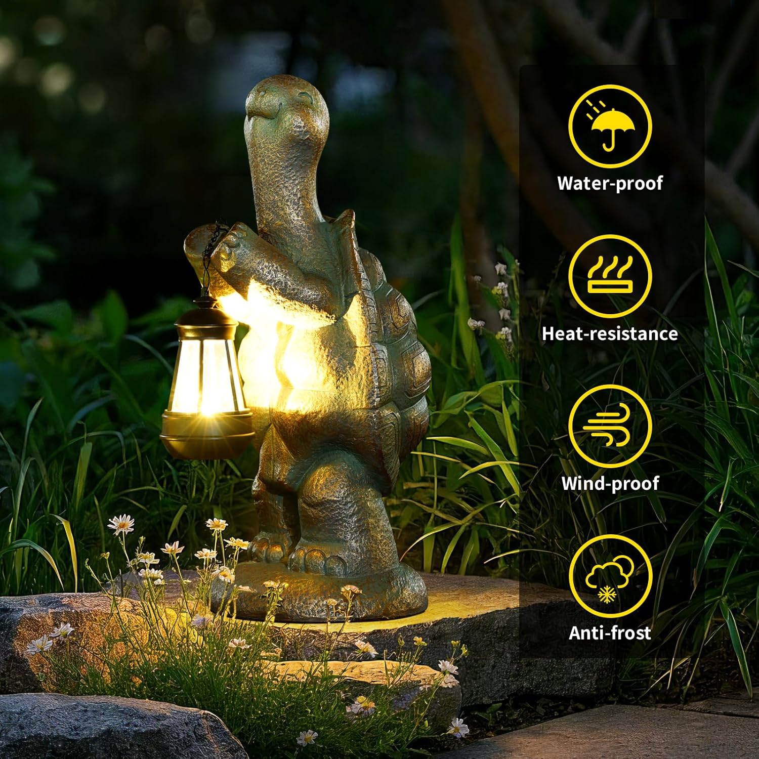 Solar Turtle Outdoor Large Garden Decor Statues 17in Tortoise Light Lantern for Yard,Patio,Balcony,Housewarming Birthday Gifts Mom Grandma Women