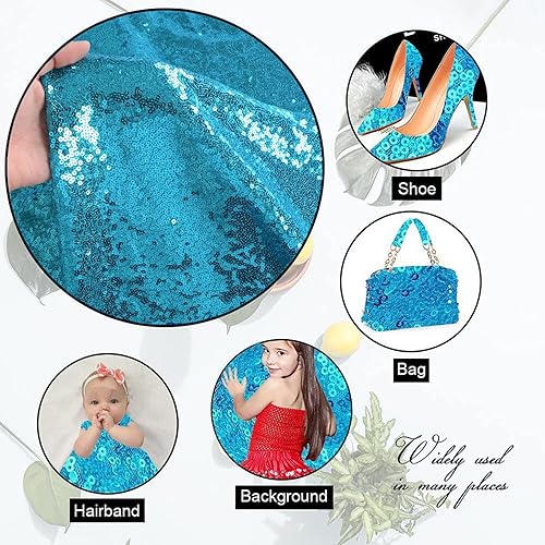 Vista 40 de ShiDianYi Mantel glamoroso de lentejuelas de 1 yarda para mesa de postre de boda, 49.2 in de ancho