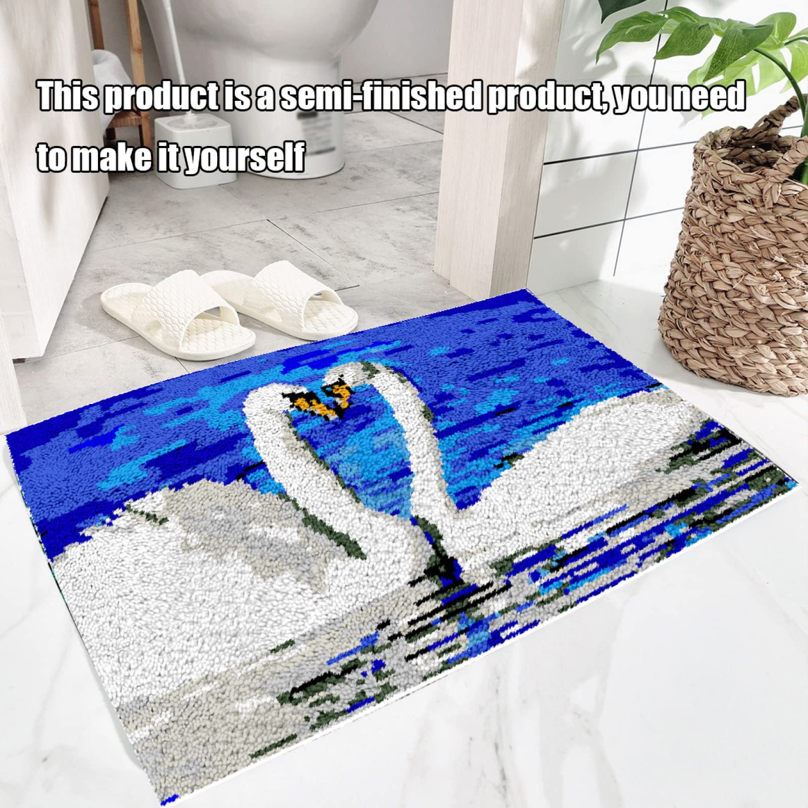 Juegos de Agujas de lengüeta para Adultos, Juegos de Agujas de lengüeta, Juegos de fabricación de alfombras DIY preimpresos con patrón,G-61x87cm/24x34in