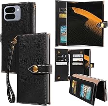 Madoats Google Pixel 10 Pro Fold 対応ケース 手帳型 本革 【大容量・9つカード収納ポケット】折り畳み式フラップ型携帯用 長財布タイプ レザー 衝撃吸収TPU素材 全面保護 マグネット式 ヒンジ保護 高級牛革 大人カラー 職人仕上げ スマホケース ストラップ付き 縄掛け 耐久性 多機能 落下保護 （ライチ柄・職人ブラック）