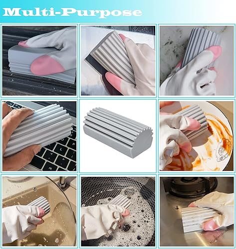 Miniatura 6 de Tonmp Paquete de 2 plumeros húmedos, esponja mágica de limpieza para zócalos, herramienta de esponja, cepillo de esponja para limpiar persianas,