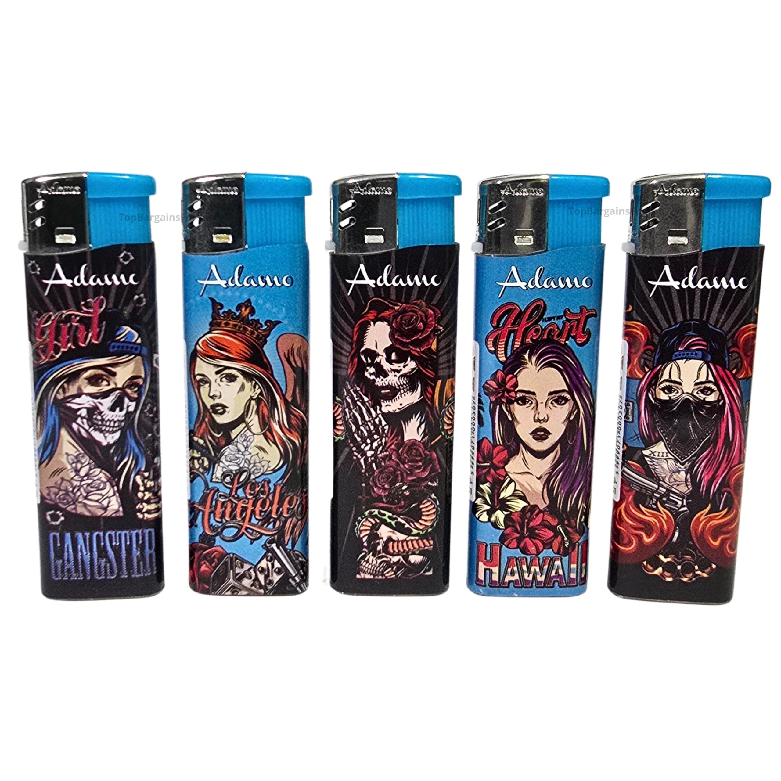 5 Electronic Refillable Lighter Set Assorted Designs Compact & Durable Gas Lighters for Camping Hiking BBQ & Everyday Use Adjustable Flame