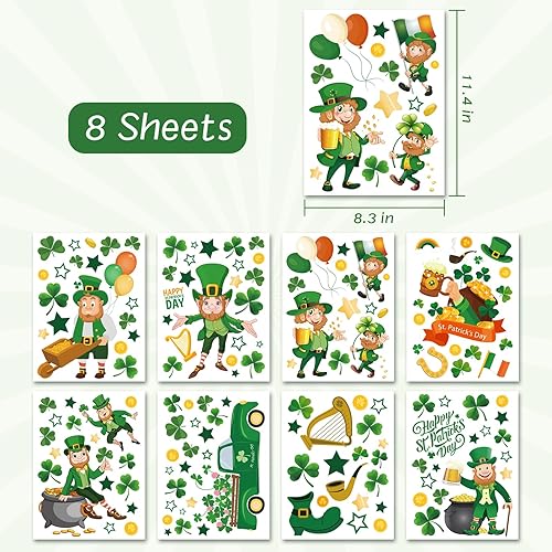 Miniatura 6 de AKEROCK Calcomanías estáticas reutilizables para ventana del día de San Patricio, estilo duende, para decoración del día de San Patricio,