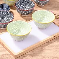 Vista 13 de Japanese Black Rice Bowls Set of 4, Ceramic Asian Bowls Sushi Bowls for Rice, Oats, Soup, Snacks, Desserts