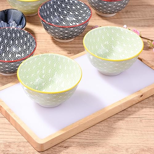 Miniatura 13 de Japanese Black Rice Bowls Set of 4, Ceramic Asian Bowls Sushi Bowls for Rice, Oats, Soup, Snacks, Desserts