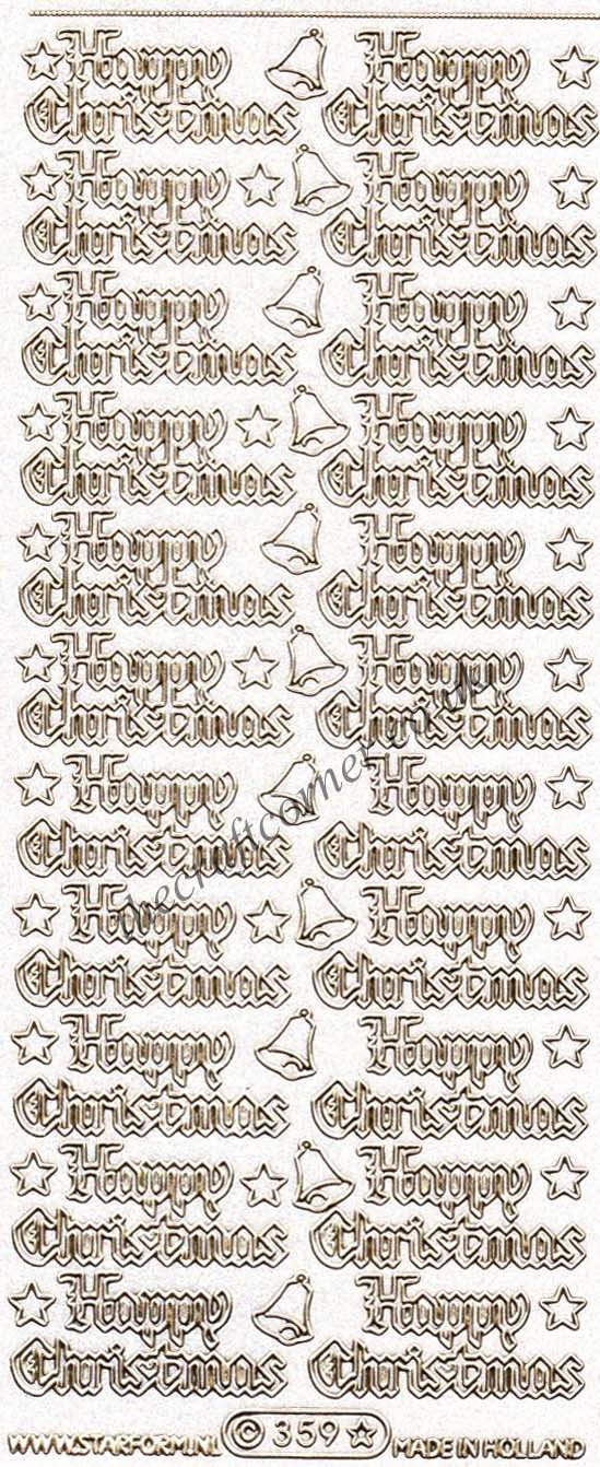 Starform Gold Glitter Happy Christmas Greetings Peel Off Sheet In