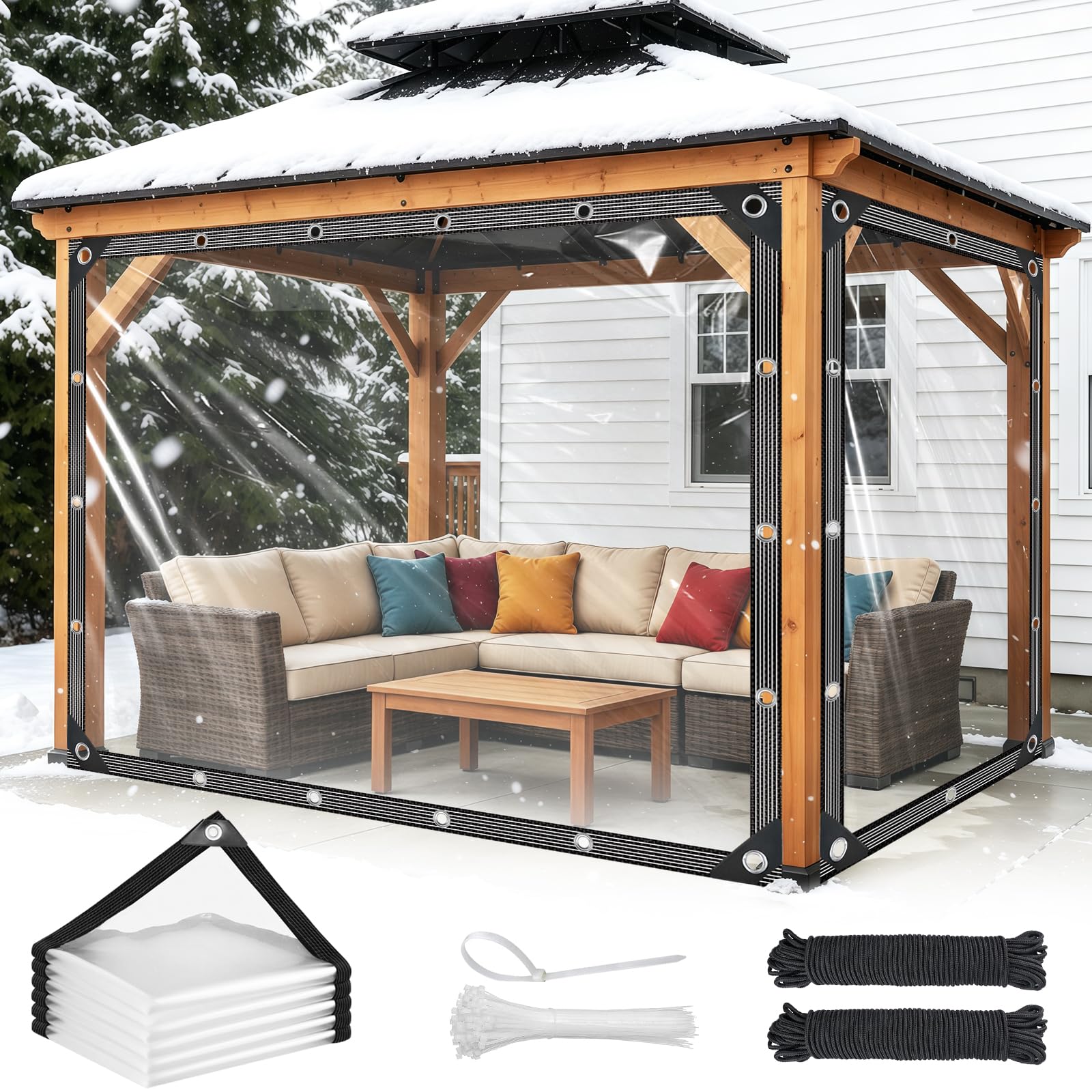 Clear Tarpaulin Waterproof Heavy Duty 2m x 4m Clear Tarps with Eyelets