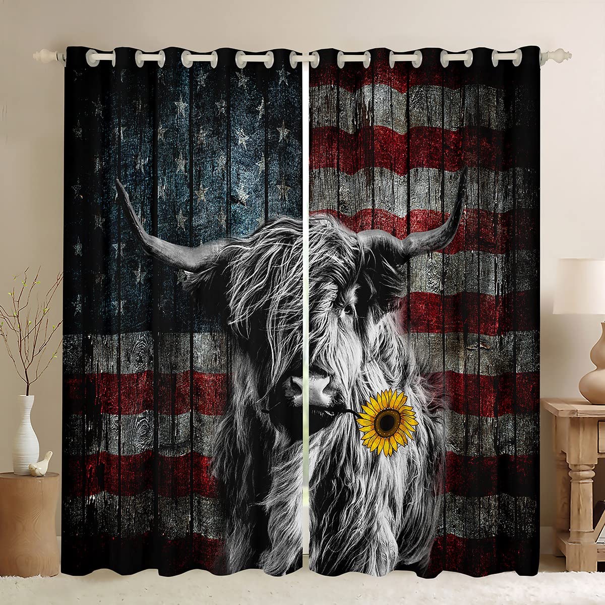 Cortina De Ventana De Vaca Vaquera, Cortinas Con Estampado De Flores En  Acuarela, Estilo Occidental, Rústicas,, image size:1200x1200