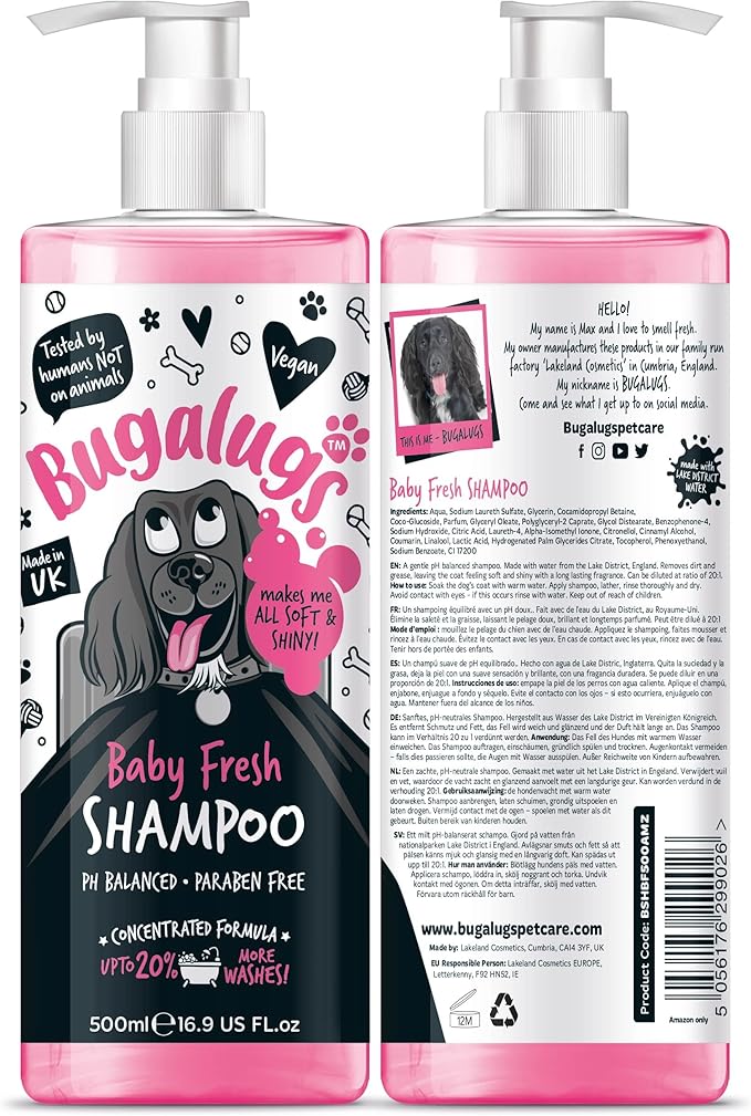 BUGALUGS Baby Fresh Dog Shampoo 500ml dog grooming products for smelly